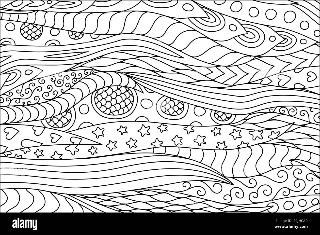 Belle page de livre de coloriage avec le modèle abstrait mystique d'ondulation Illustration de Vecteur