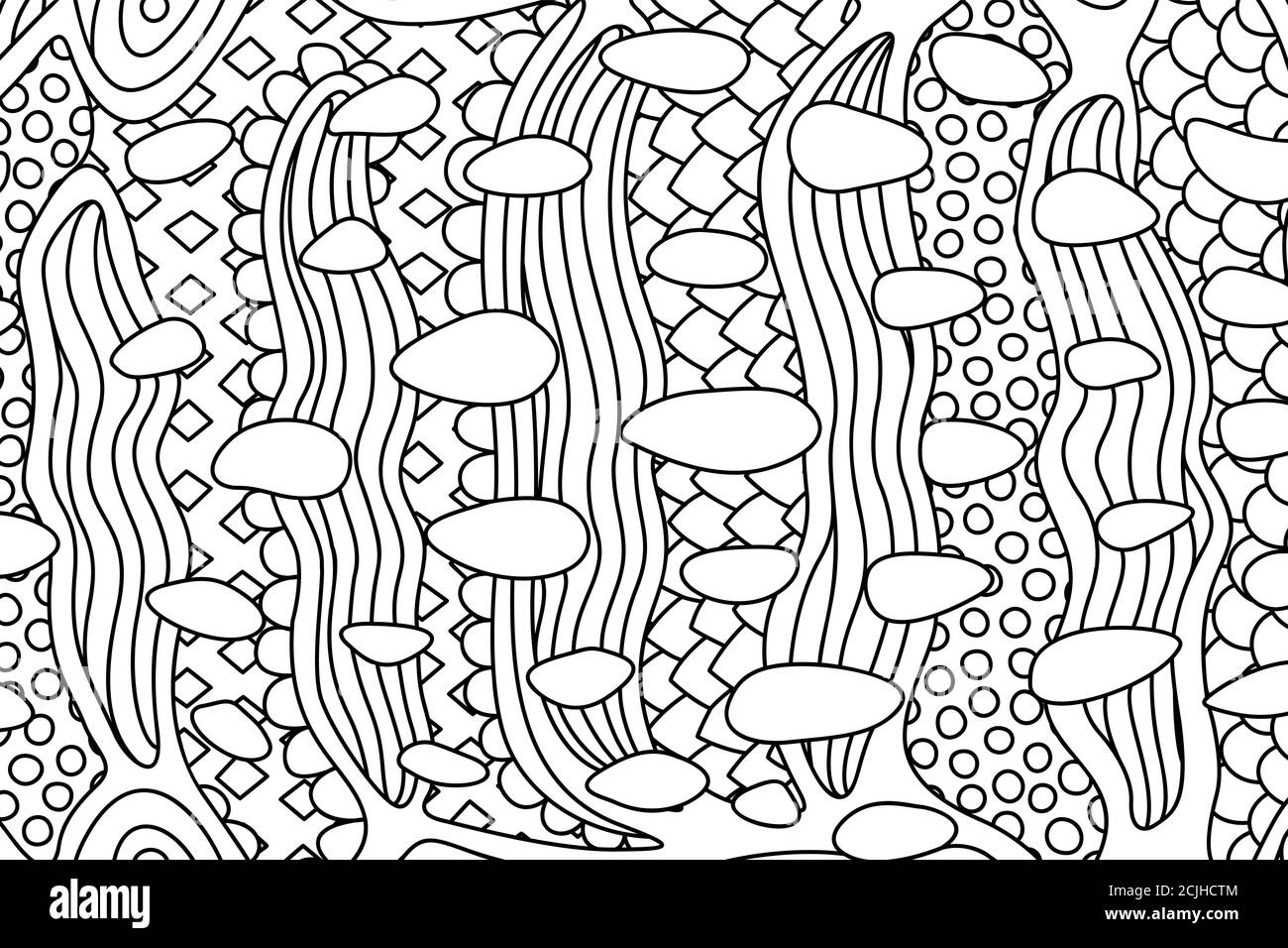 Page de livre à colorier rectangulaire abstraite avec beau noir et blanc répétition Illustration de Vecteur