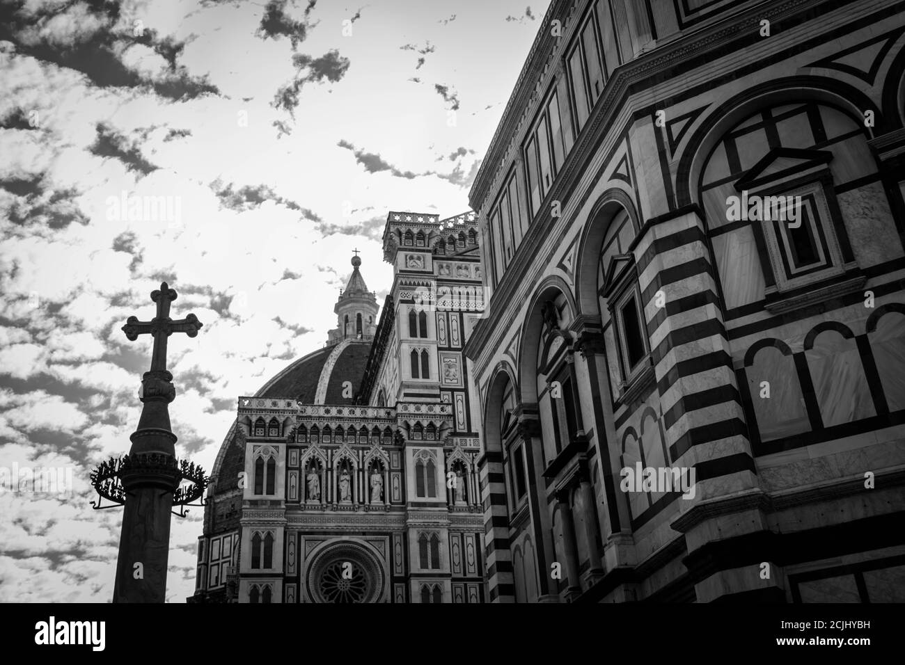 Cathédrale de Florence (Duomo) image en noir et blanc Banque D'Images