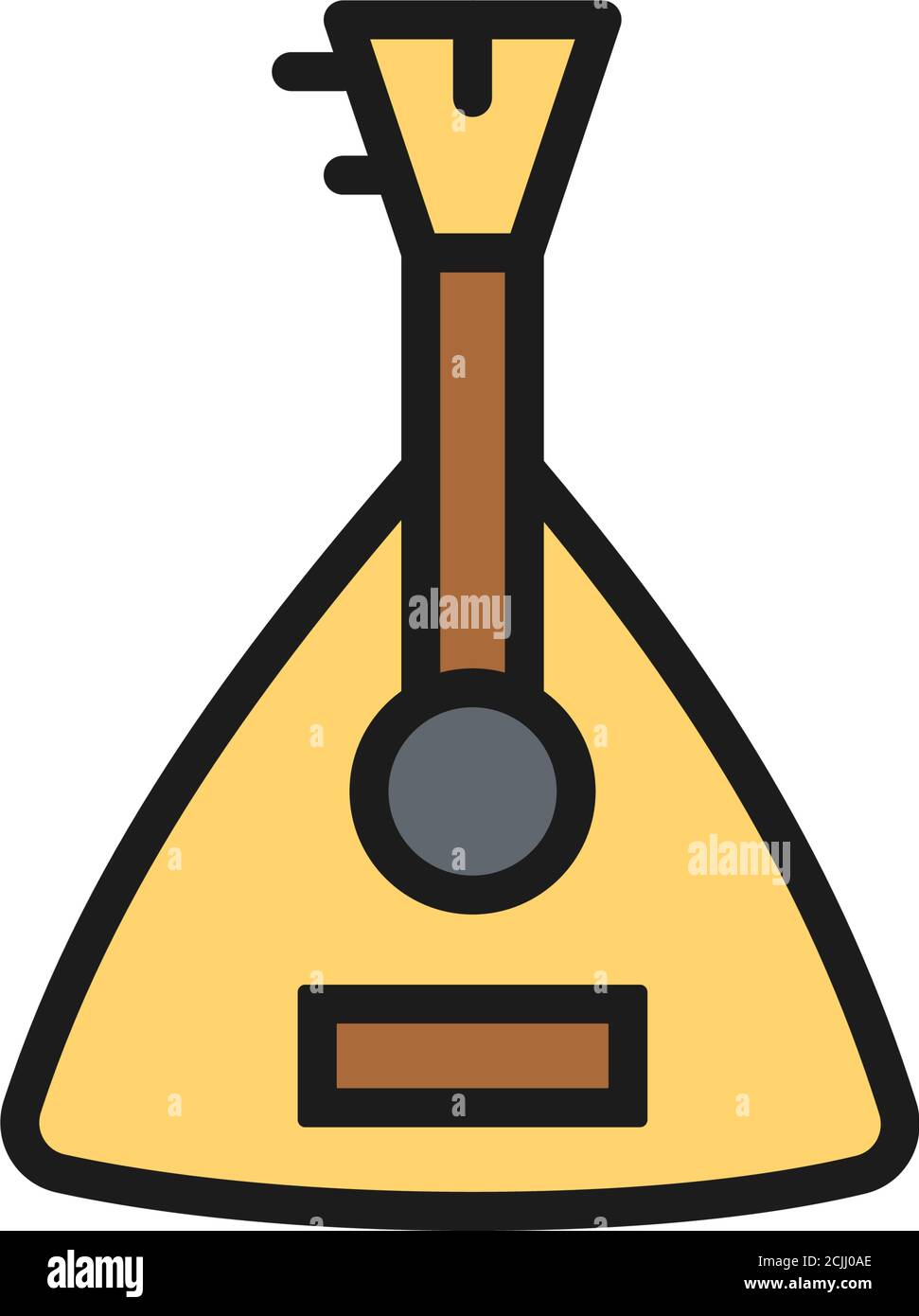 Balalaika, instrument de musique russe plat ligne de couleur icône. Illustration de Vecteur
