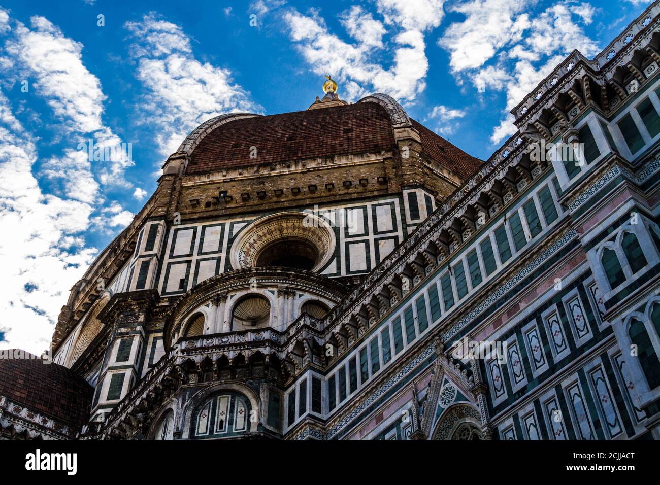 Une image en gros plan du dôme de Brunelleschi à Florence Cathédrale Banque D'Images