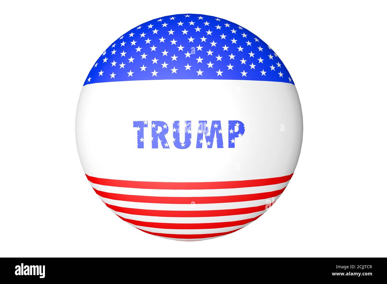 USA 2020 badge de l'élection présidentielle avec le nom de trump sur lui comme illustration candidate, isolé sur fond blanc. Banque D'Images
