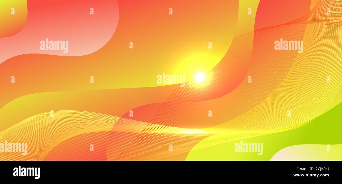 Arrière-plan abstrait forme d'onde de gradient vert et rouge avec rayons de lumière. Illustration vectorielle Illustration de Vecteur