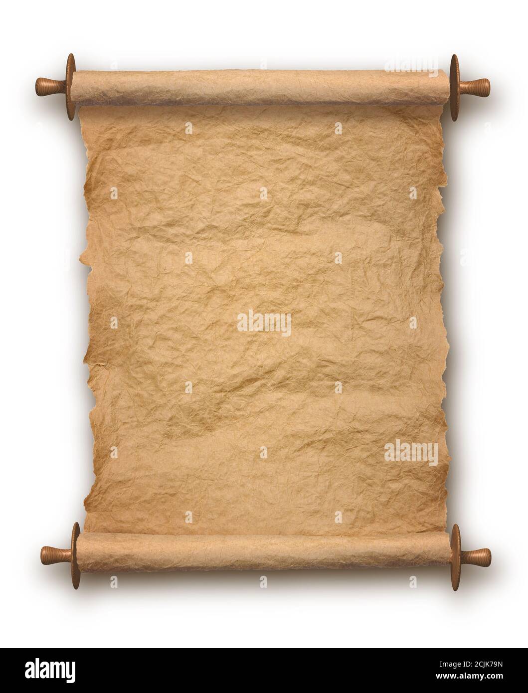 Parchemin Roule Vieux rouleau de papier parchemin blanc roulé vertical sur fond blanc ...