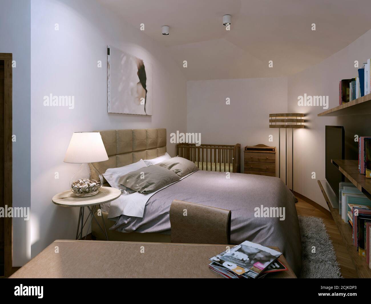 Chambre style contemporain, image 3d Banque D'Images