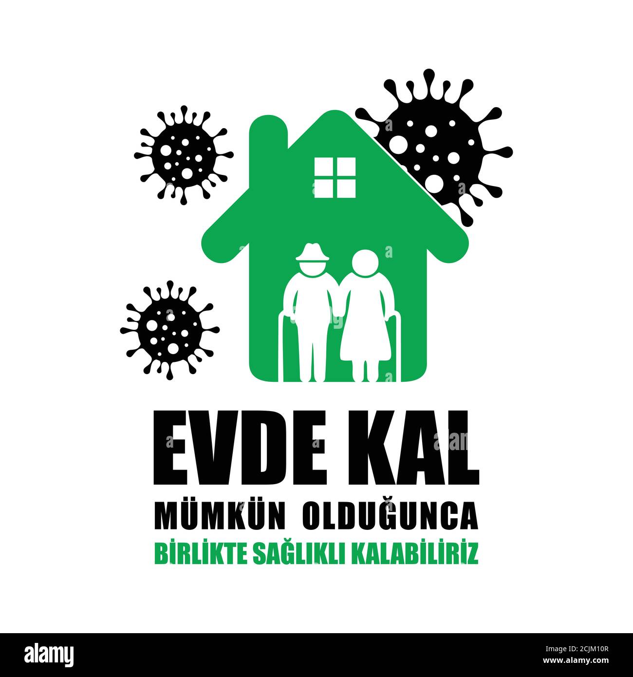 Evde Kal est un turc pour rester à la maison comme Aussi longtemps que possible pour prévenir la propagation des germes Illustration de Vecteur