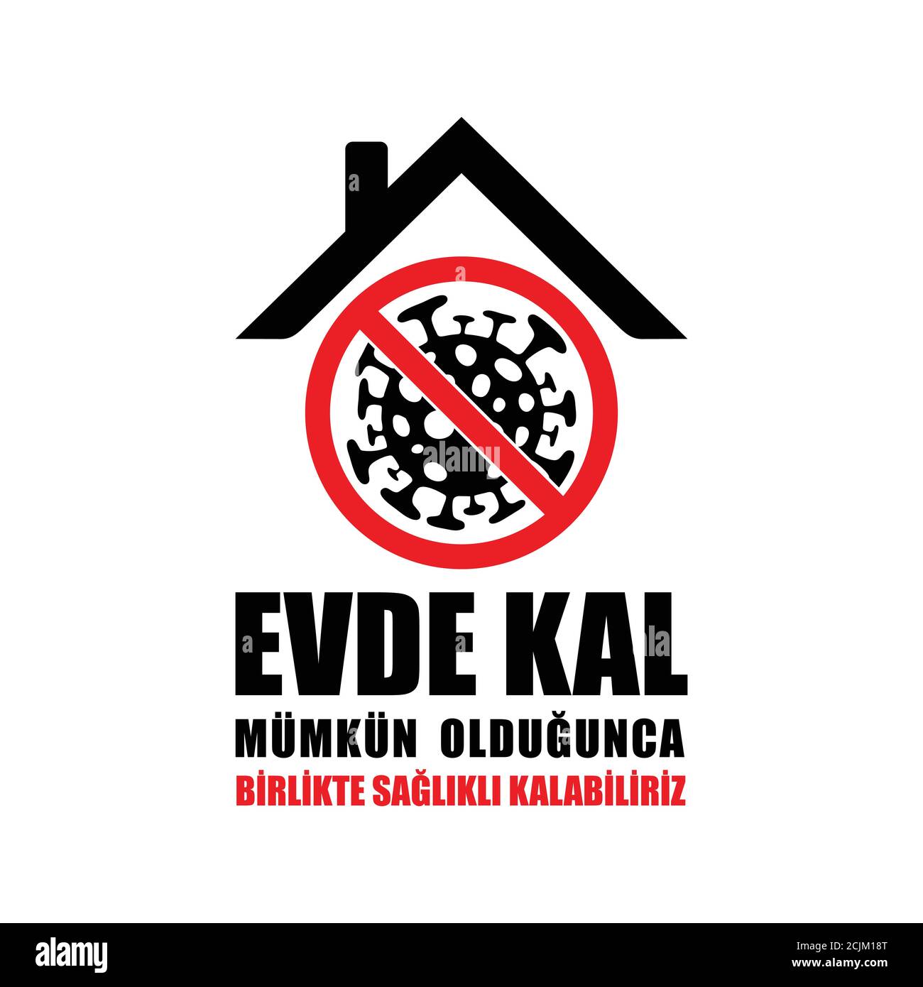 Un signe vectoriel pour rester à la maison aussi longtemps que Possible en turc pour empêcher la propagation des germes Illustration de Vecteur