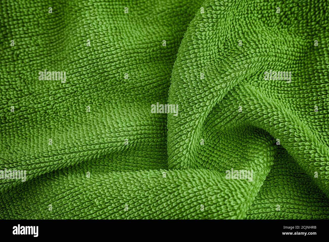Arrière-plan texture serviette vert foncé. Gros plan. Banque D'Images