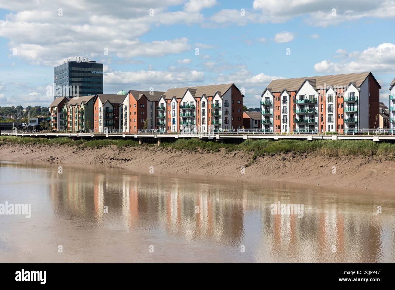 Riverfront Housing Development, Newport, pays de Galles, Royaume-Uni Banque D'Images