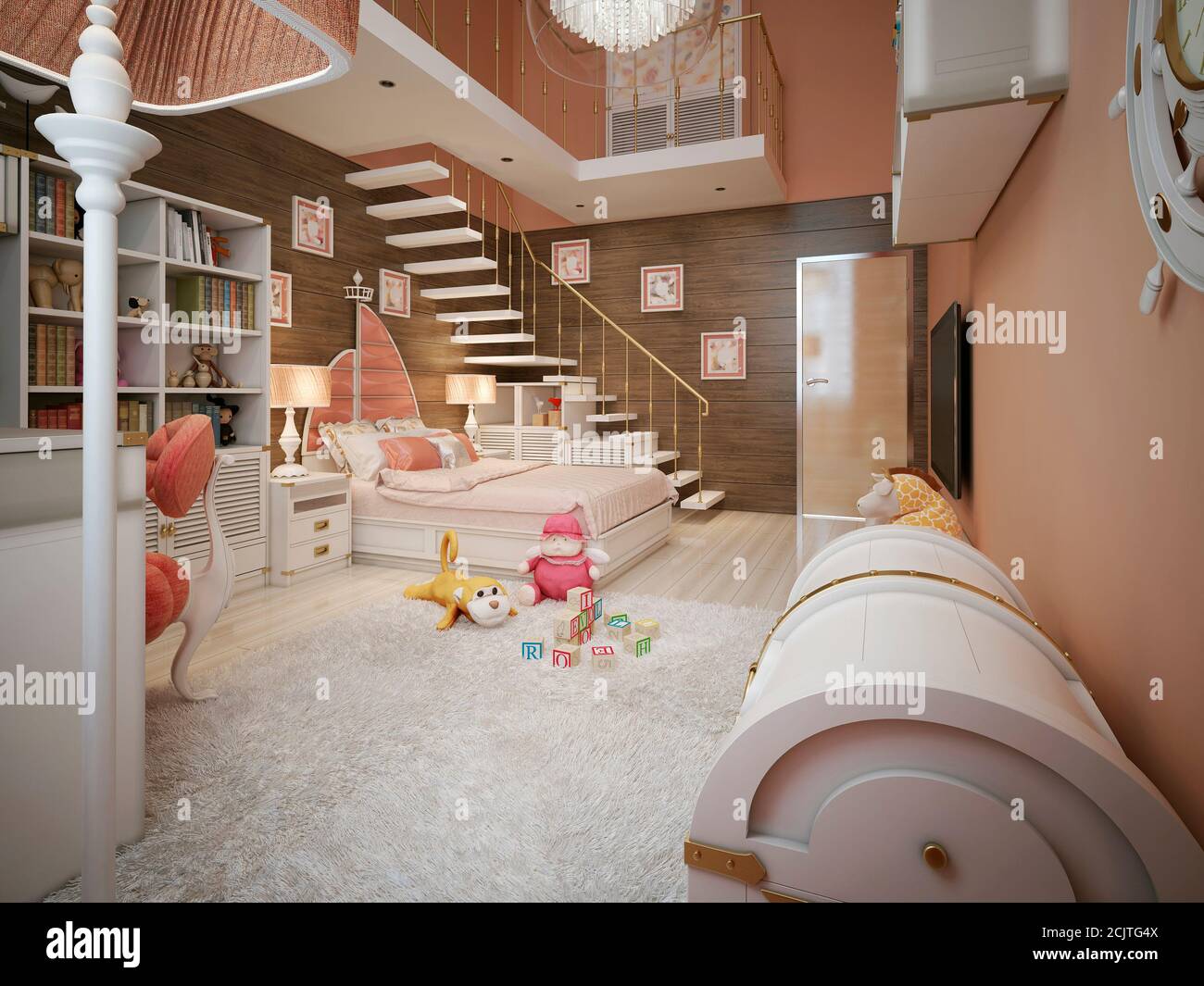 Chambre pour enfants dans le style néoclassique. rendu 3d Banque D'Images