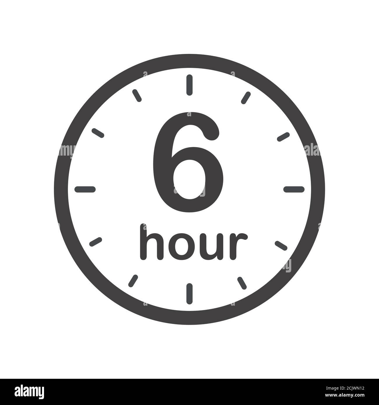 Icône ronde de six heures avec flèche. Symbole vectoriel noir et blanc ...
