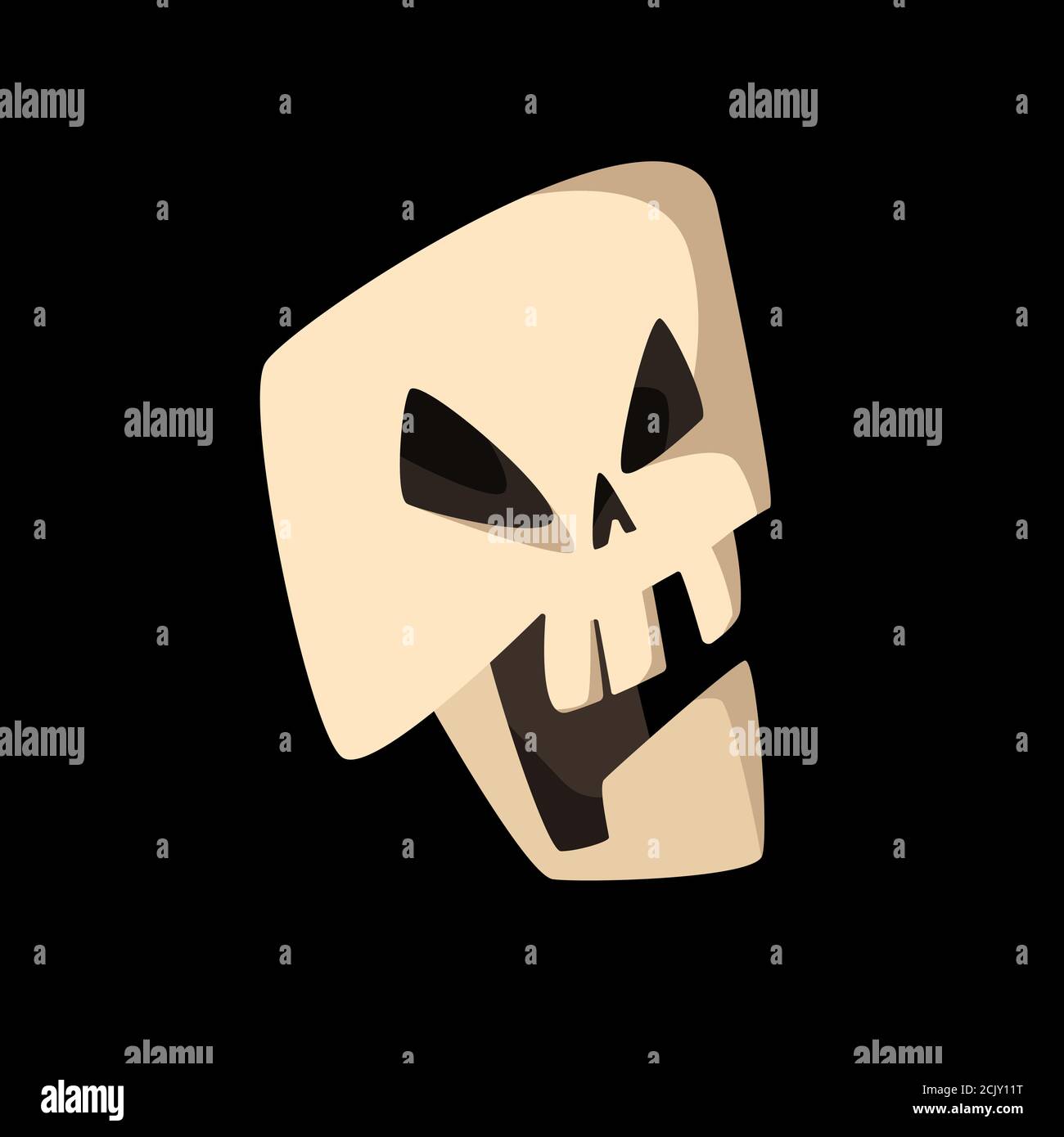 Illustration vectorielle halloween du crâne de la bande dessinée mal Illustration de Vecteur