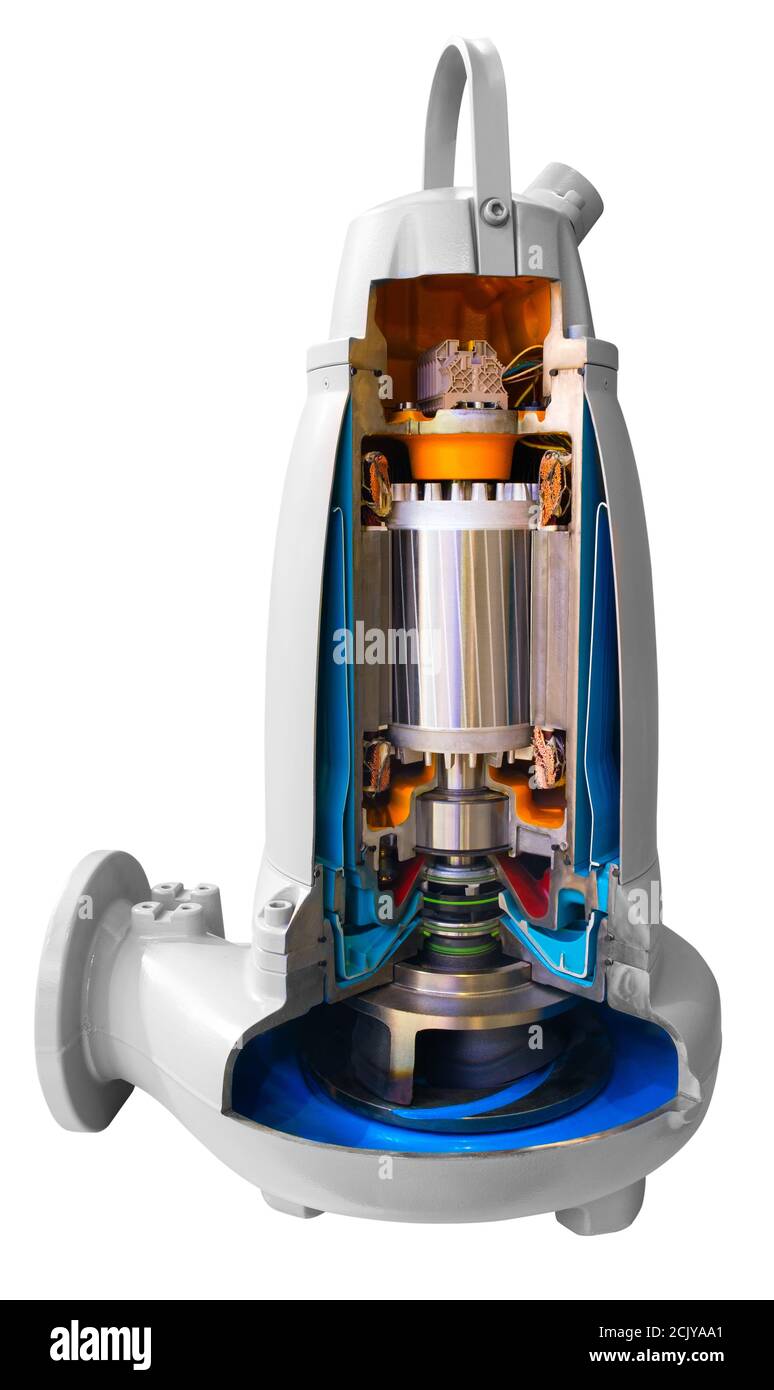 gros plan de la section transversale de la turbine à l'intérieur de la verticale électrique pompe centrifuge ou ventilateur pour l'industrie Banque D'Images