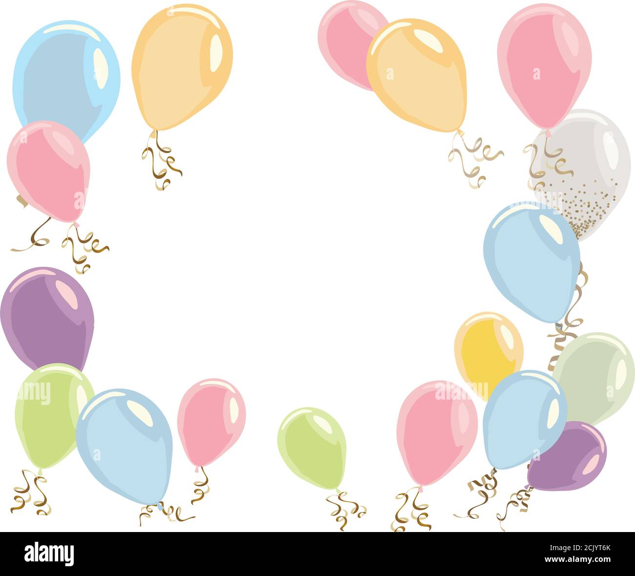 Ballons Colores Couleur Pastel Isoles Sur Blanc Banniere Fete Avec Ballons Helium Modele Anniversaire Ou Invi Image Vectorielle Stock Alamy