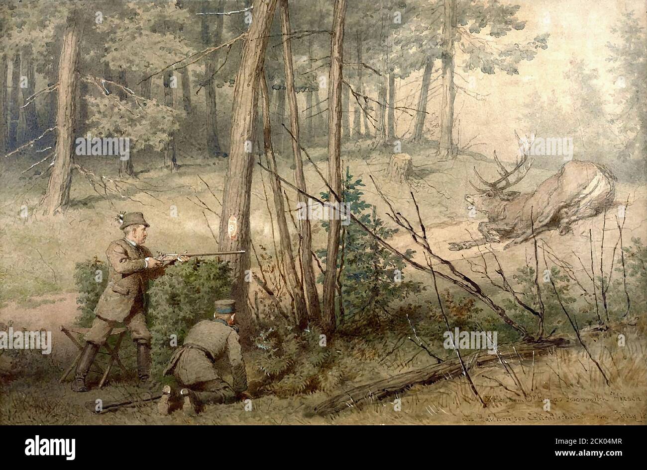 Zichy Mihaly Von - la chasse au Stag - Ecole hongroise - 19e siècle Banque D'Images