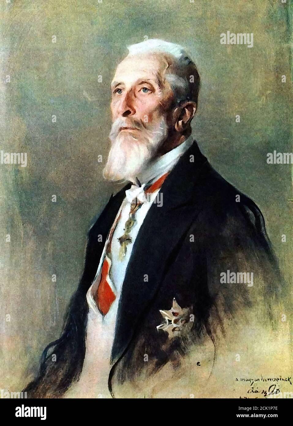 Laszló Fülöp Elek - Portrait du comte Albert Apponyi - École hongroise - 19e siècle Banque D'Images