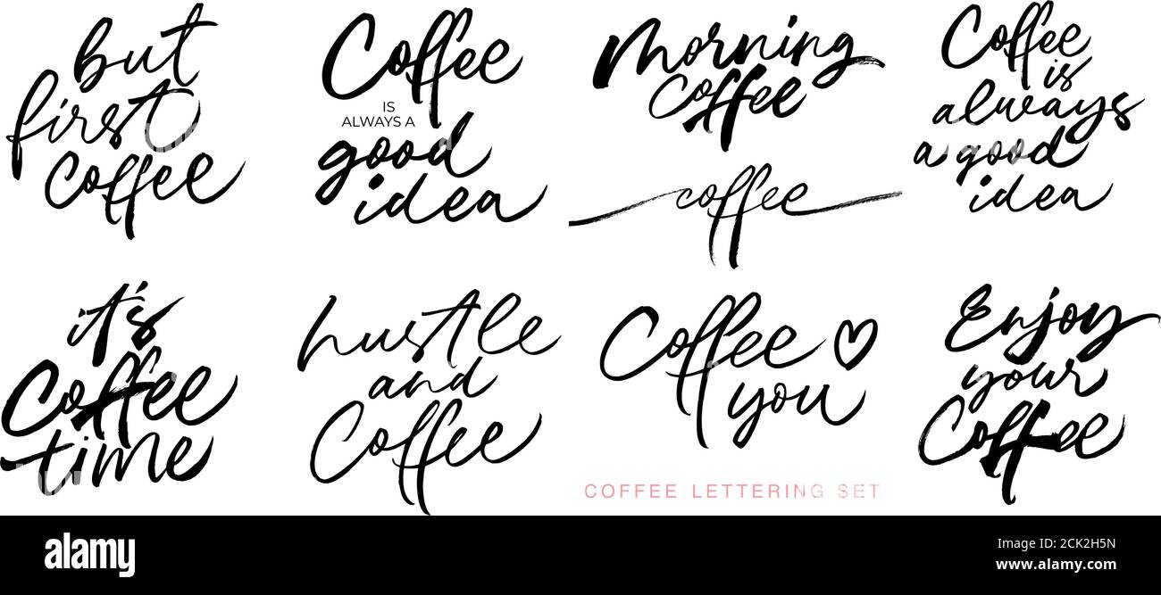 Collection de lettres de café. Pinceau calligraphie Illustration de Vecteur