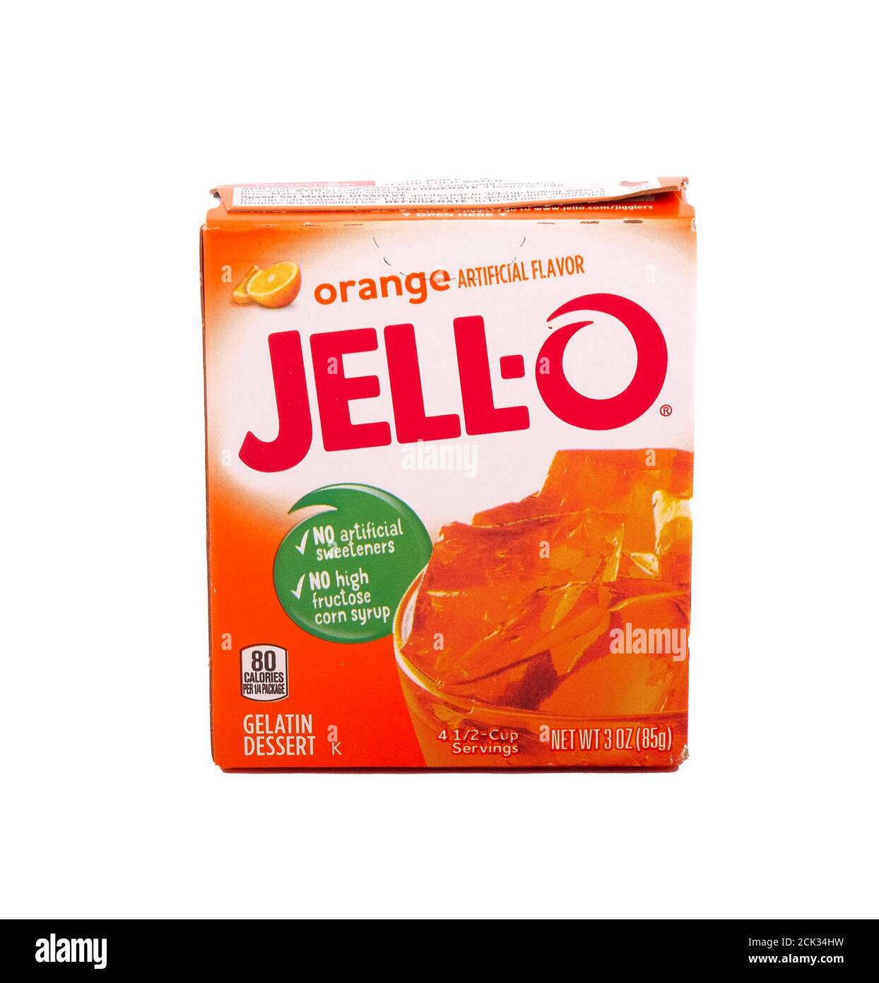 Boîte orange Jello Banque D'Images