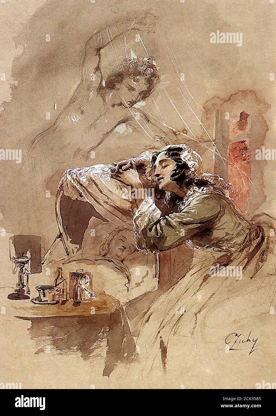 Zichy Mihaly Von - rêve - Ecole hongroise - 19e Siècle Banque D'Images