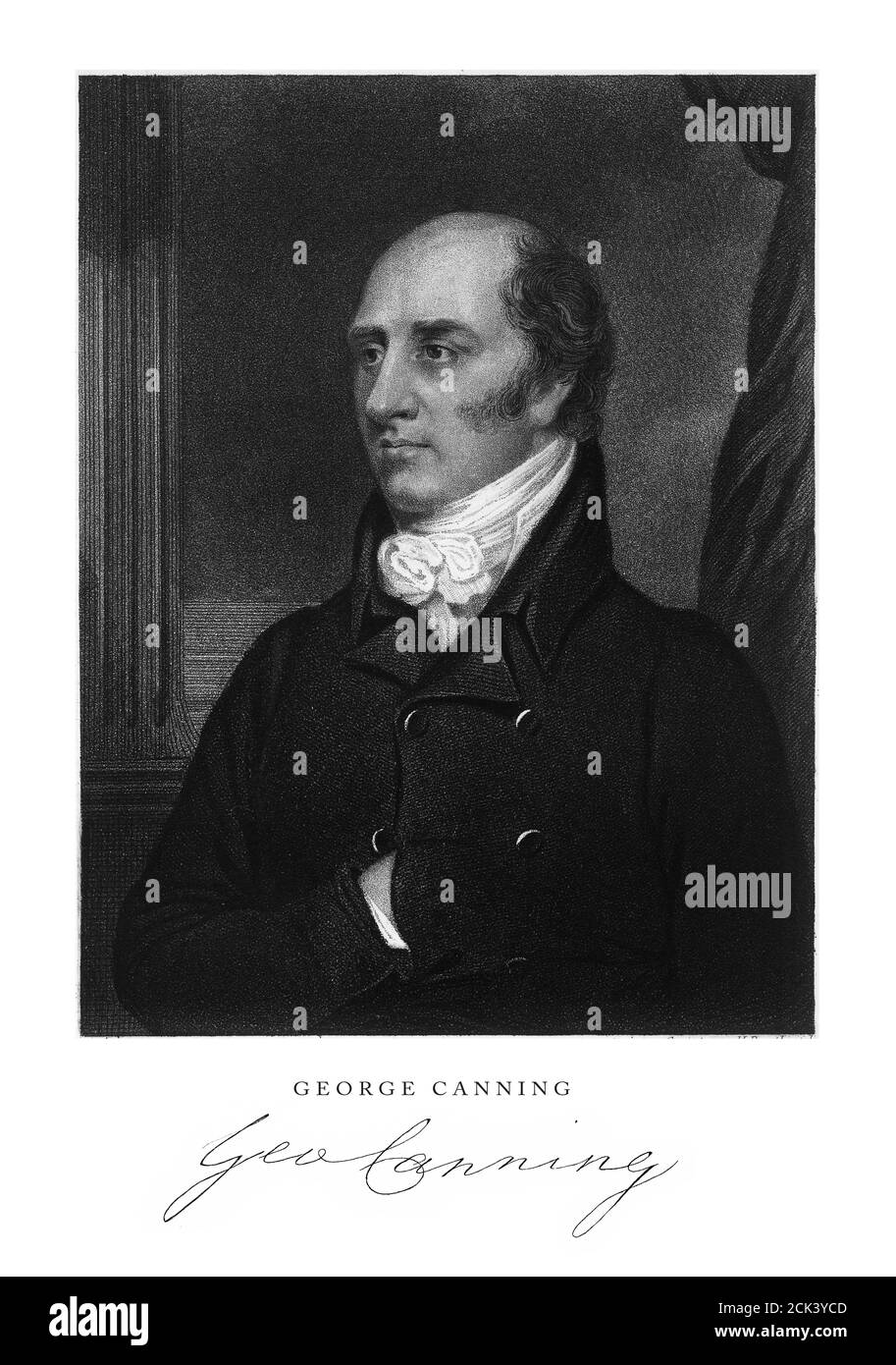 Vintage, George Canning, English Victorian Engraving, 1840 Banque D'Images