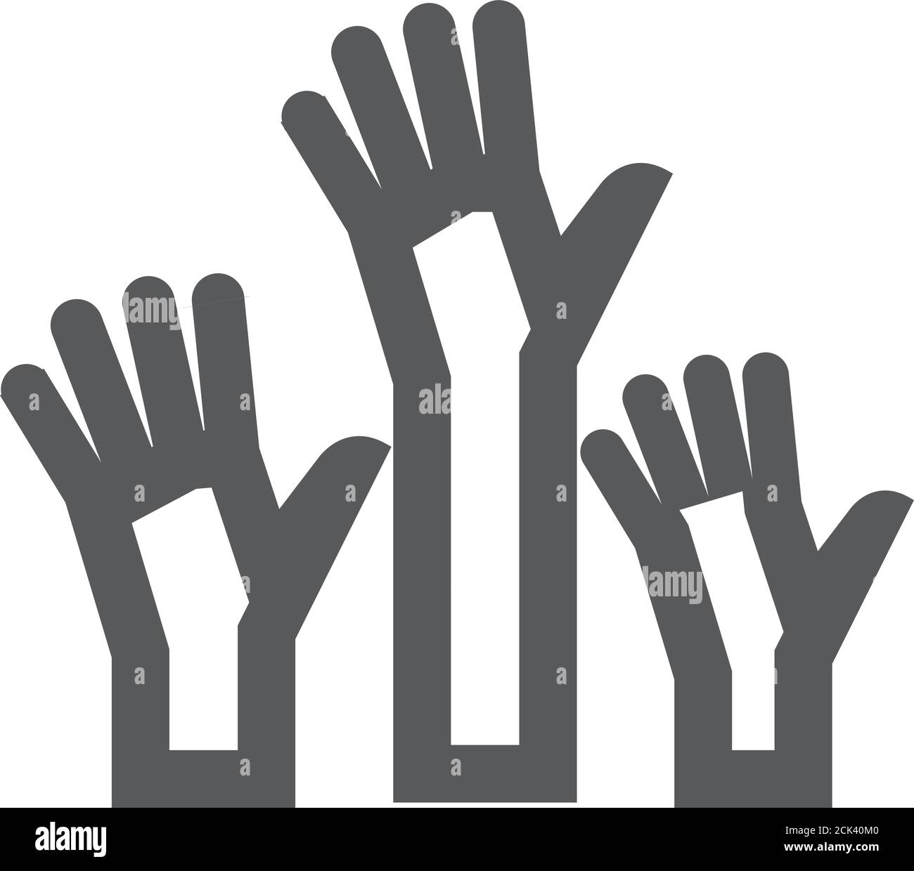 Icône mains en forme de contour épais. Illustration vectorielle monochrome noir et blanc. Illustration de Vecteur