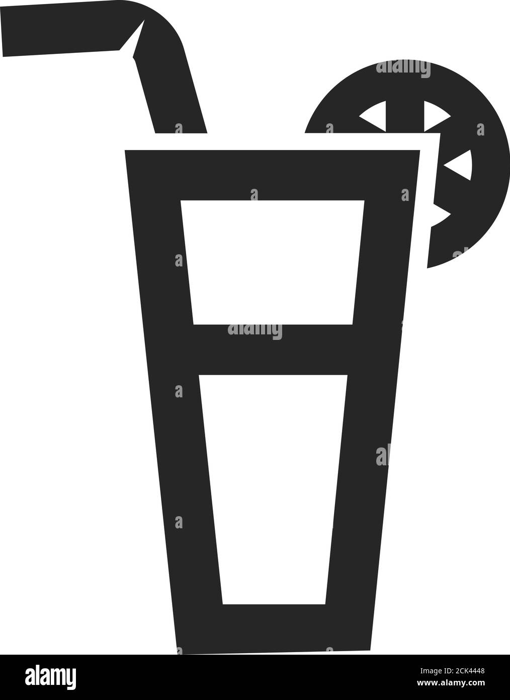 Icône de cocktail dans un style de contour épais. Illustration vectorielle monochrome noir et blanc. Illustration de Vecteur