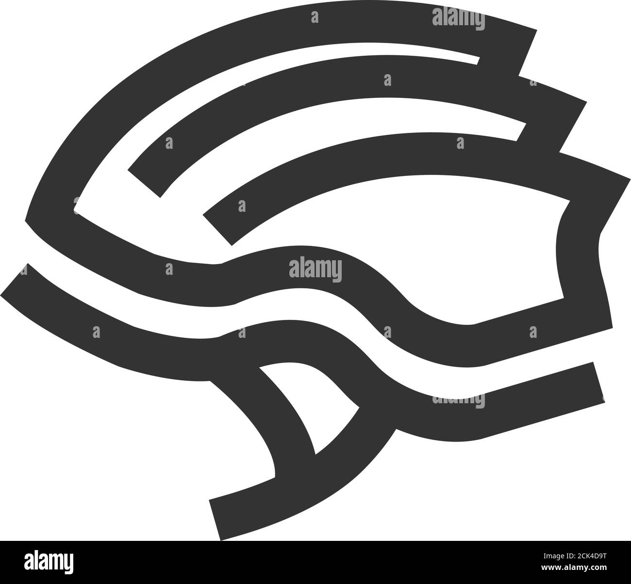 Icône de casque de vélo avec contour épais. Illustration vectorielle monochrome noir et blanc. Illustration de Vecteur