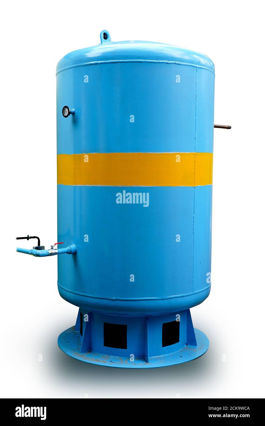 Grande cuve bleue de stockage d'oxygène liquide pour alimentation centrale en oxygène Banque D'Images