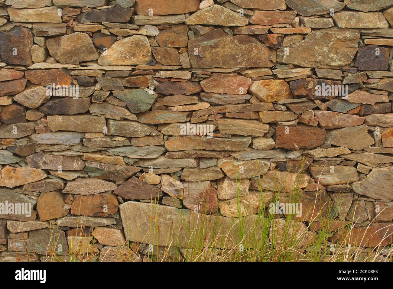 Gros plan d'un mur en pierre sèche d'une maison de bateau en pierre locale près du Loch Awe, Argyll, Écosse, montrant une construction très bien faite Banque D'Images