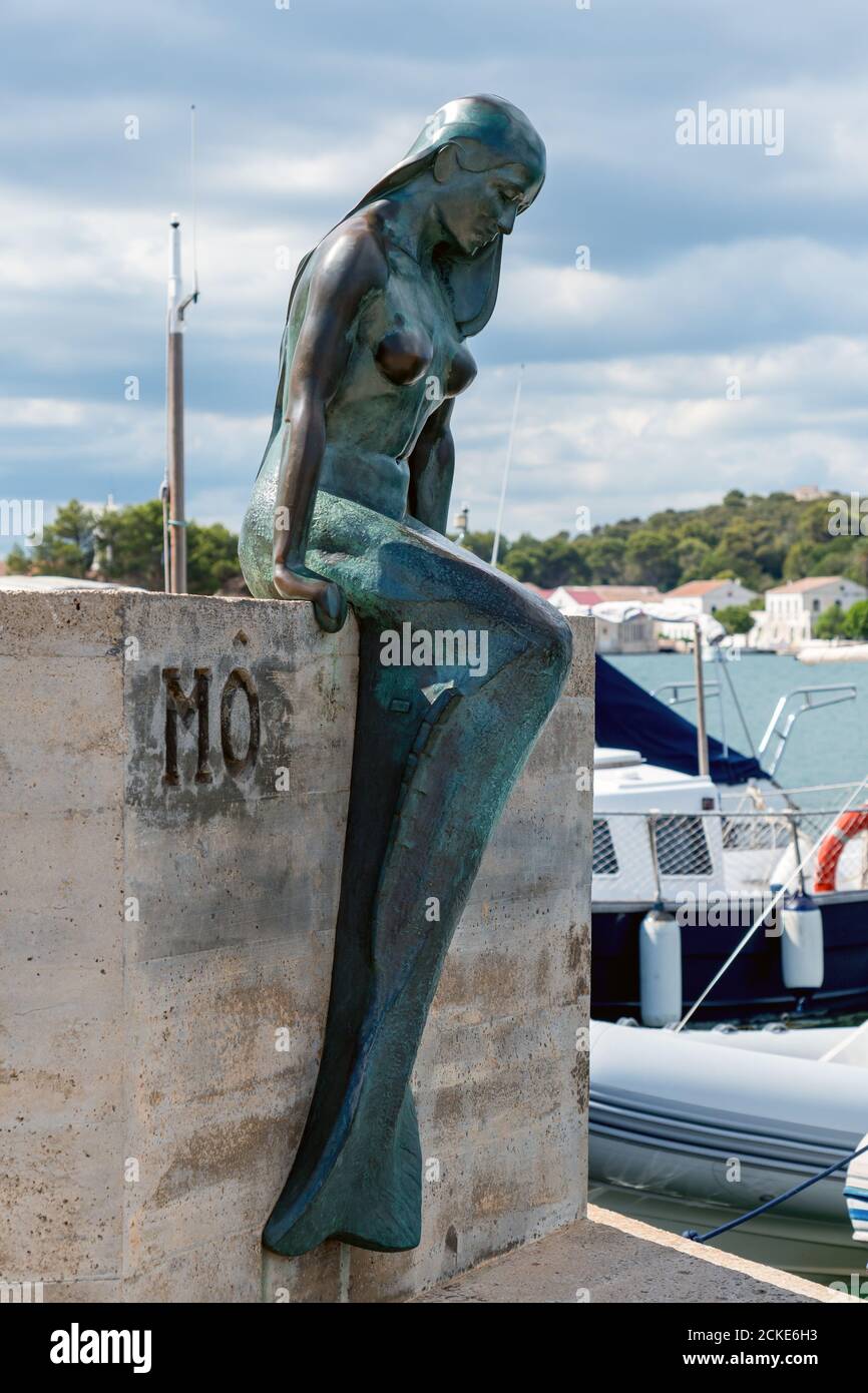 Statue de la sirène Mo dans le port de Mahon - Minorque, Iles Baléares, Espagne Banque D'Images