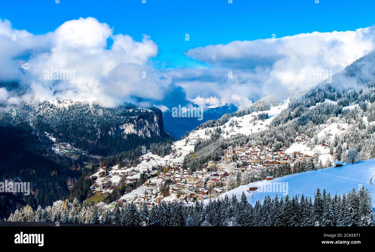 Wengen. La région alpine de la Suisse, appelée traditionnellement Alpes suisses. Banque D'Images