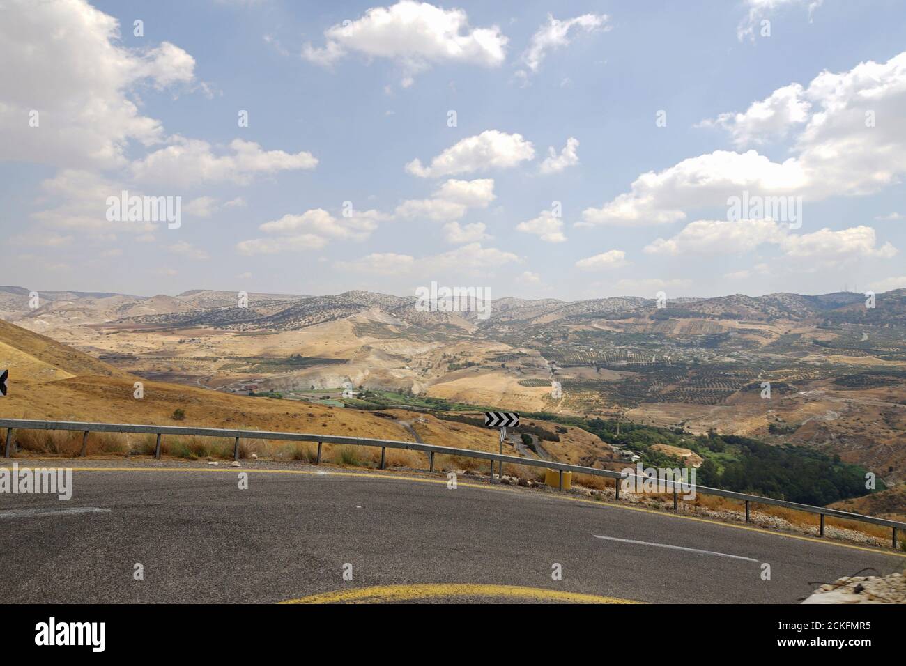 La vue sur le Golan depuis la réserve naturelle de Gamla et le second Temple, ville juive antique sur les hauteurs du Golan, Israël Banque D'Images