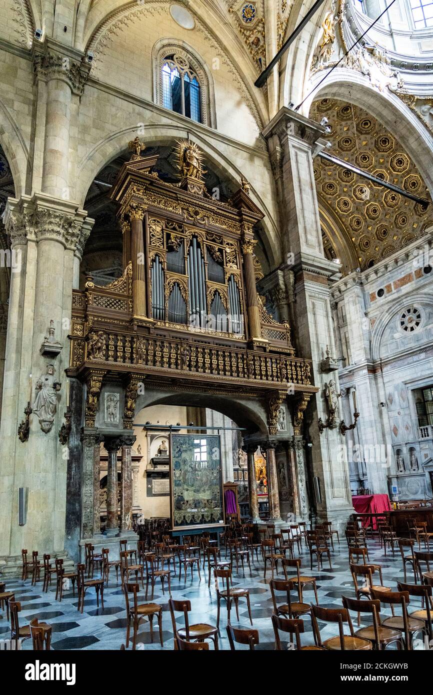 Italie. Lombardie. Ville de Côme. La cathédrale de Santa Maria Assunta s'appelle également Duomo. Le tuyau d'organe de geat Banque D'Images