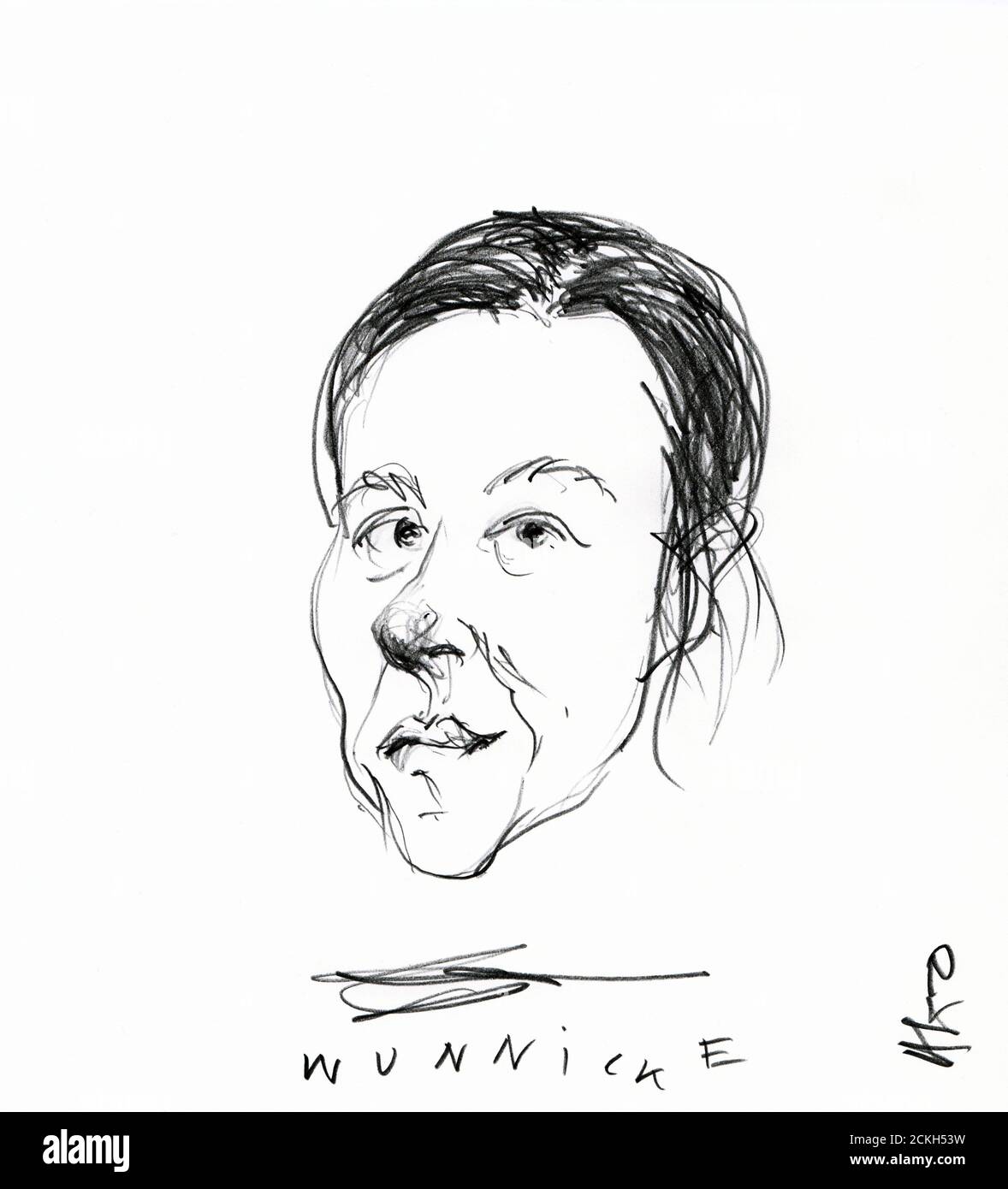 Crayon Portrait de l'auteur Christine Wunnicke Banque D'Images