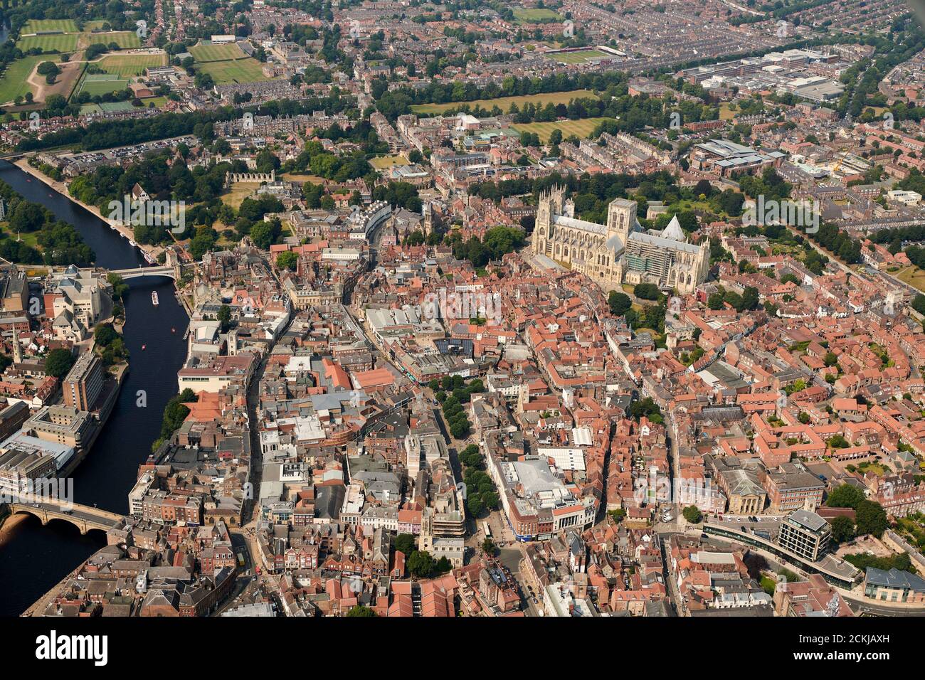 Une vue aérienne de la ville de York, du North Yorkshire, du nord de l'Angleterre, au Royaume-Uni Banque D'Images