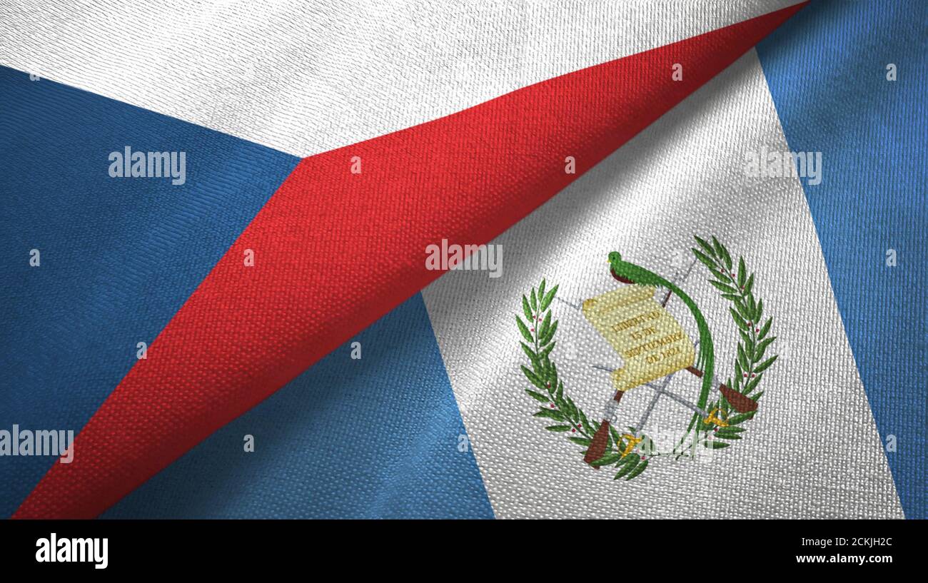 République tchèque et Guatemala deux drapeaux tissu, texture textile Banque D'Images