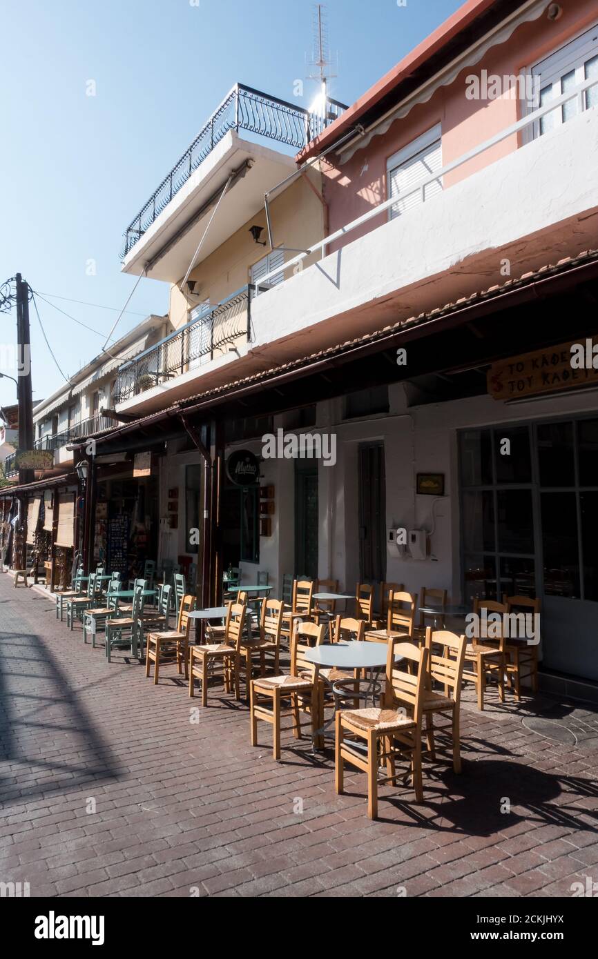 Rue café Spili, Crète, Grèce Banque D'Images