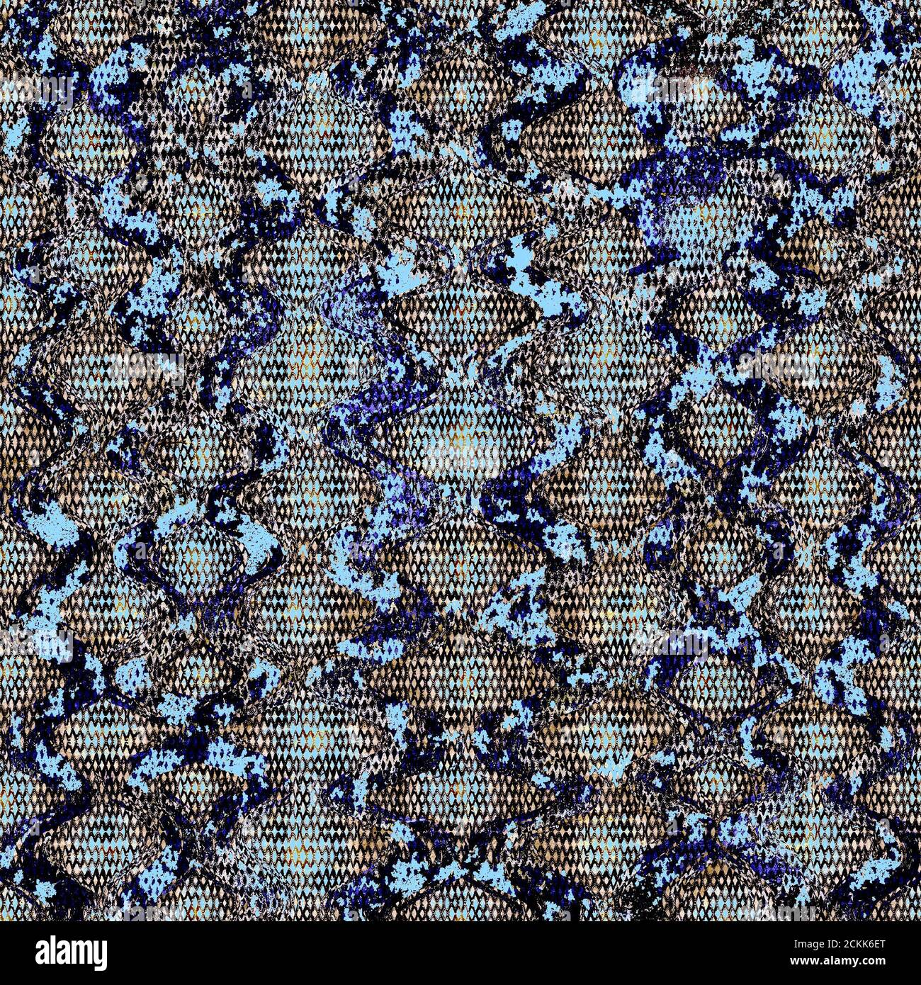 Motif peau de serpent sans coutures. Texture sans couture en python reptile. Motif animal bleu sarcelle brun à motif répétitif. Mode élégant tissu texturé b Banque D'Images