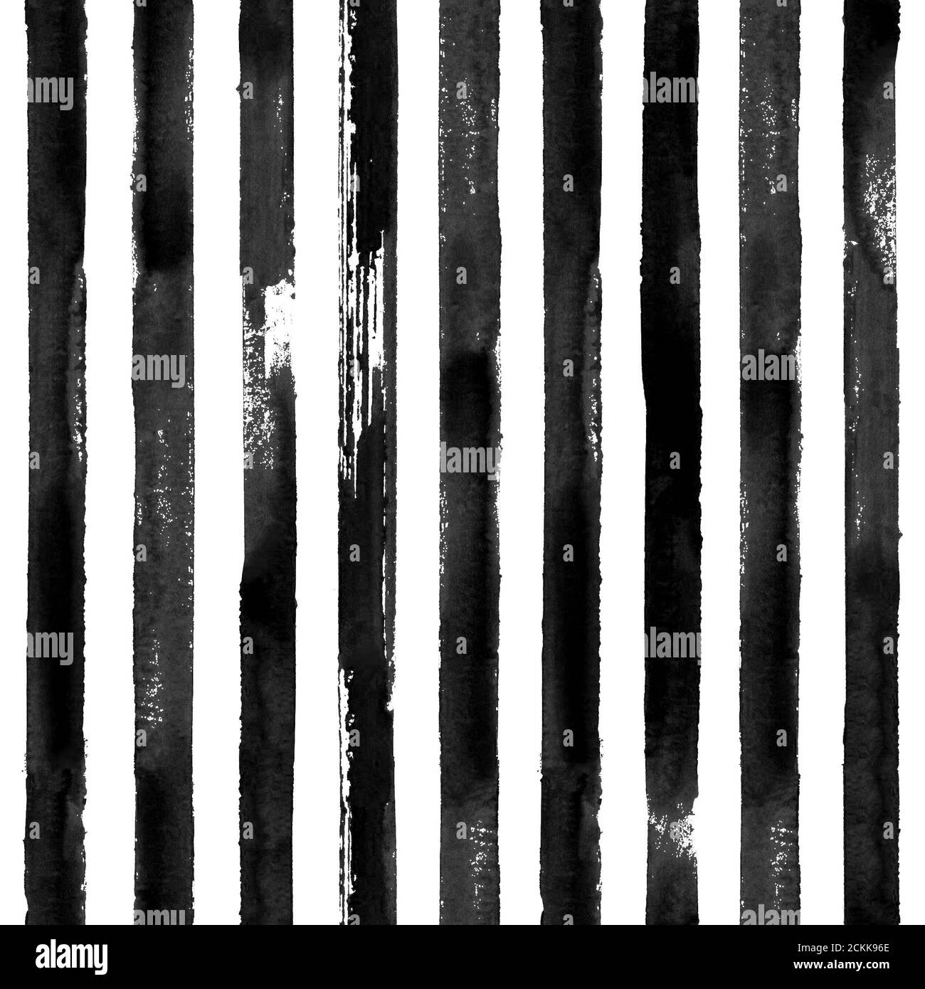 Motif sans couture noir et blanc aquarelle à rayures dessinées à la main. Arrière-plan blanc avec aquarelle pinceau encre bandes verticales noires. Illustrateur d'encre Banque D'Images