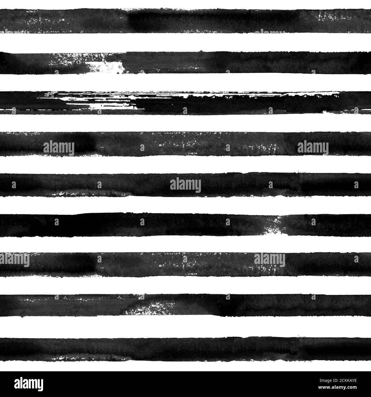 Motif sans couture noir et blanc aquarelle à rayures dessinées à la main. Arrière-plan blanc avec aquarelle pinceau encre bandes horizontales noires. Illustration de l'encre Banque D'Images