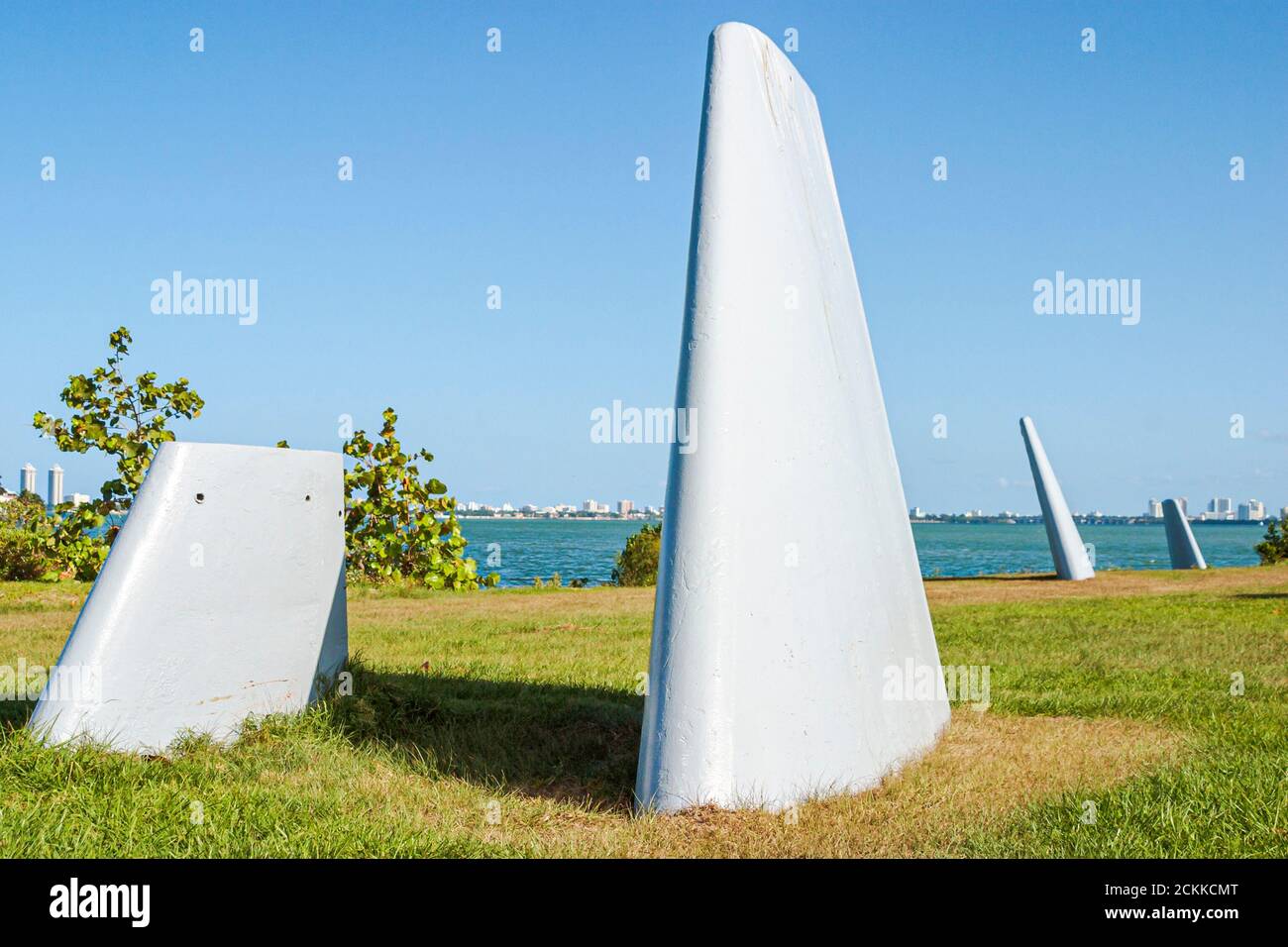 Florida Biscayne Bay North Bay Village, art public art œuvres d'art des années 60 ailes de sous-marin nucléaire réutilisées, Banque D'Images