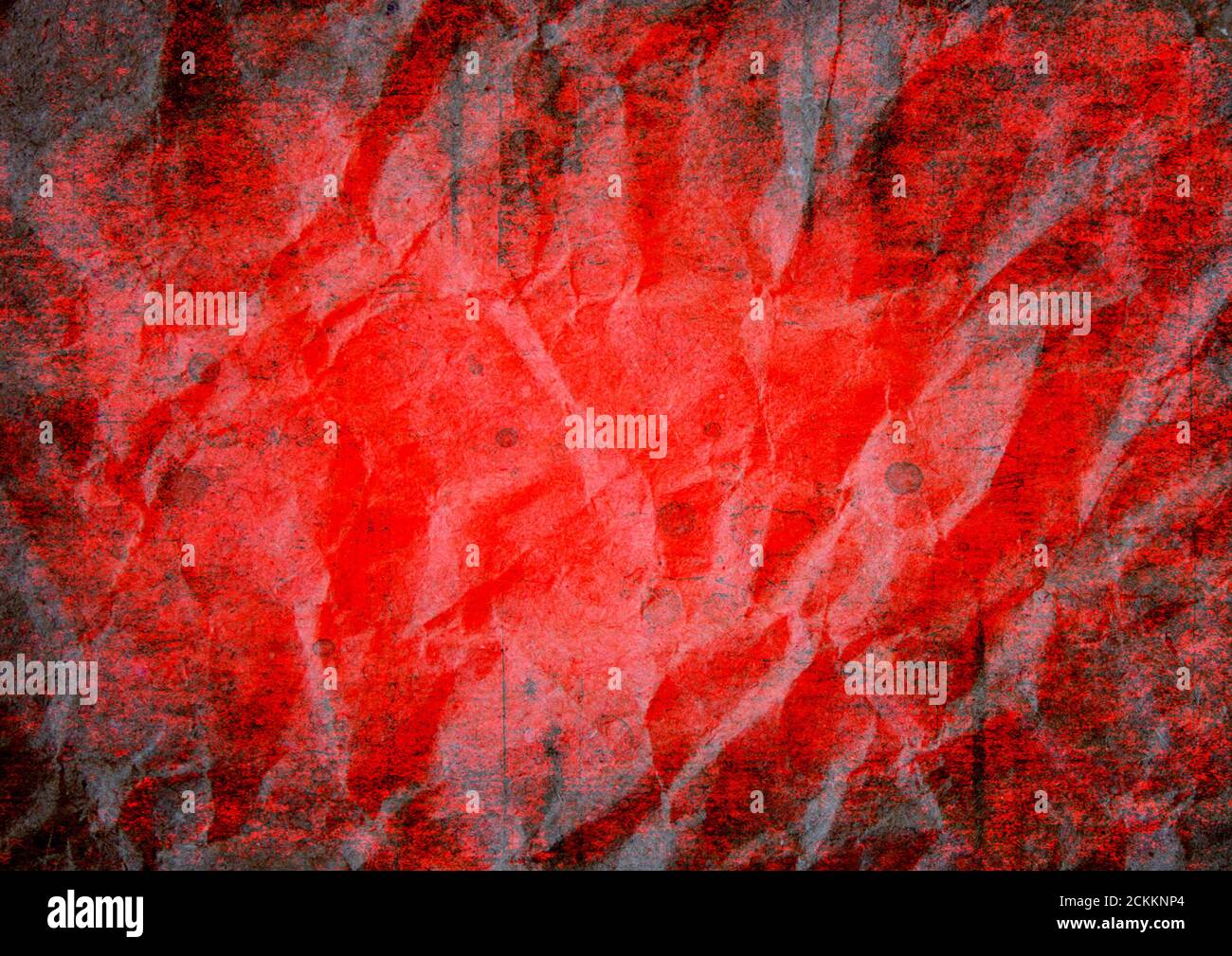 Halloween Bloody Blood Red grunge papier recyclé fond horizontal. Texture abstraite vintage. Aquarelle texture vieilli dessinée à la main sur du papier froissé Banque D'Images