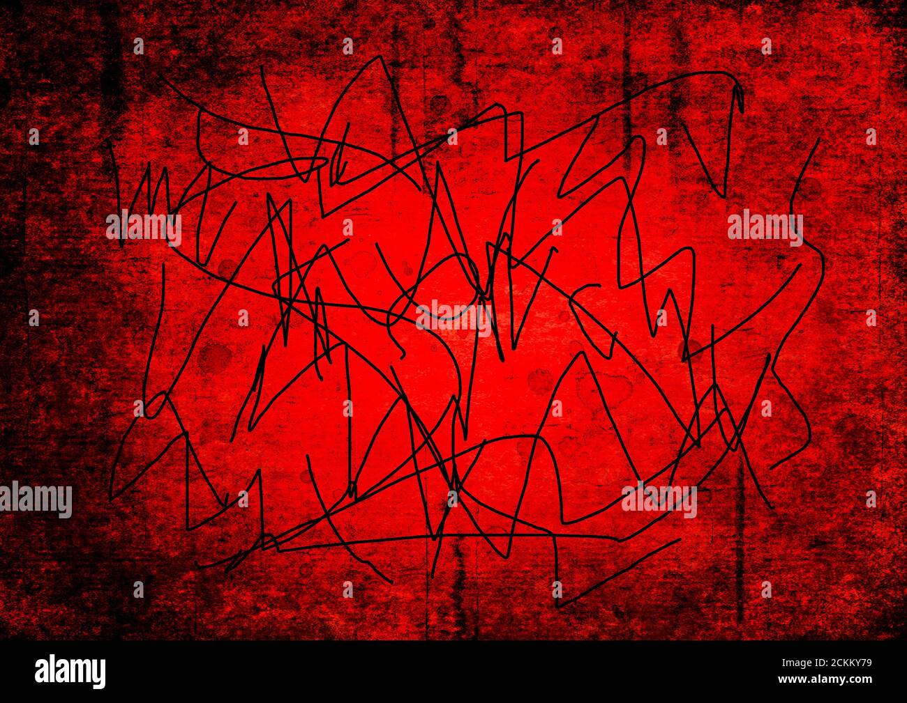 Fond rouge sang sanglant grunge. Fond de texture abstraite Vntage. Aquarelle dessinée à la main motif vieilli avec des taches de sang rouges et des gribouillis noirs. Réf Banque D'Images