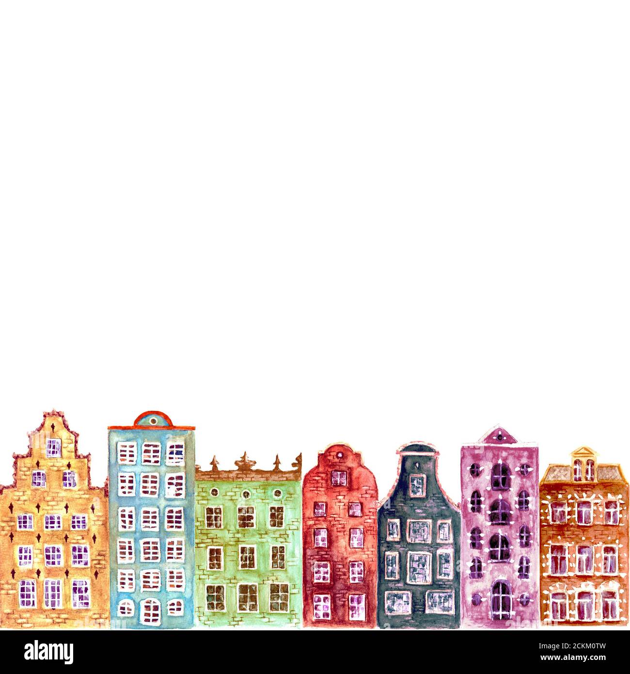 Maisons de la vieille europe. Décor sans couture de maisons colorées de  style européen d'amsterdam. Aquarelle dessinés à la main pays-Bas façades  stylisées de vieux Photo Stock - Alamy