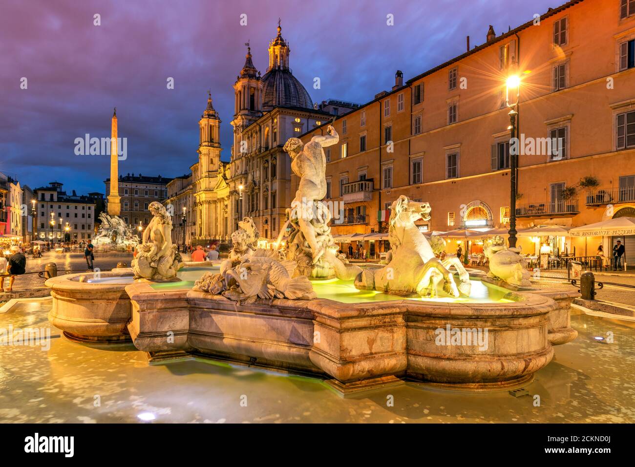 Fontaine de Neptune, Piazza Navona, Rome, Latium, Italie Banque D'Images