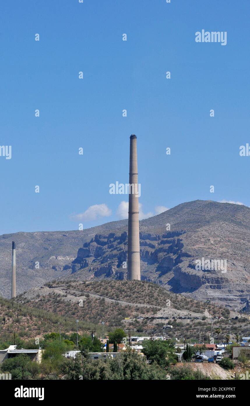 Fonderie, Ray Mine, complexe Asarco Hayden, mine de cuivre, Hayden, Arizona, États-Unis. Banque D'Images