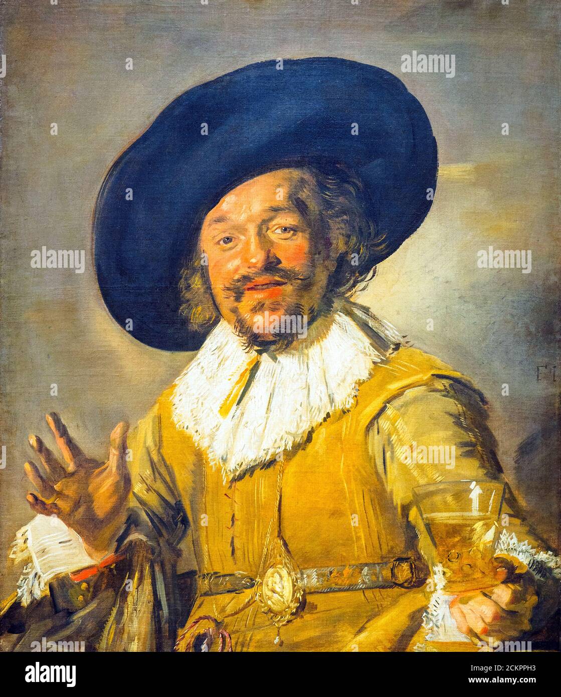 Un milicien détenant un Berkemey connu sous le nom de « drinker de cerises » Par Frans Hals (c.1582-1666) huile sur toile (c 1628-1630) Banque D'Images