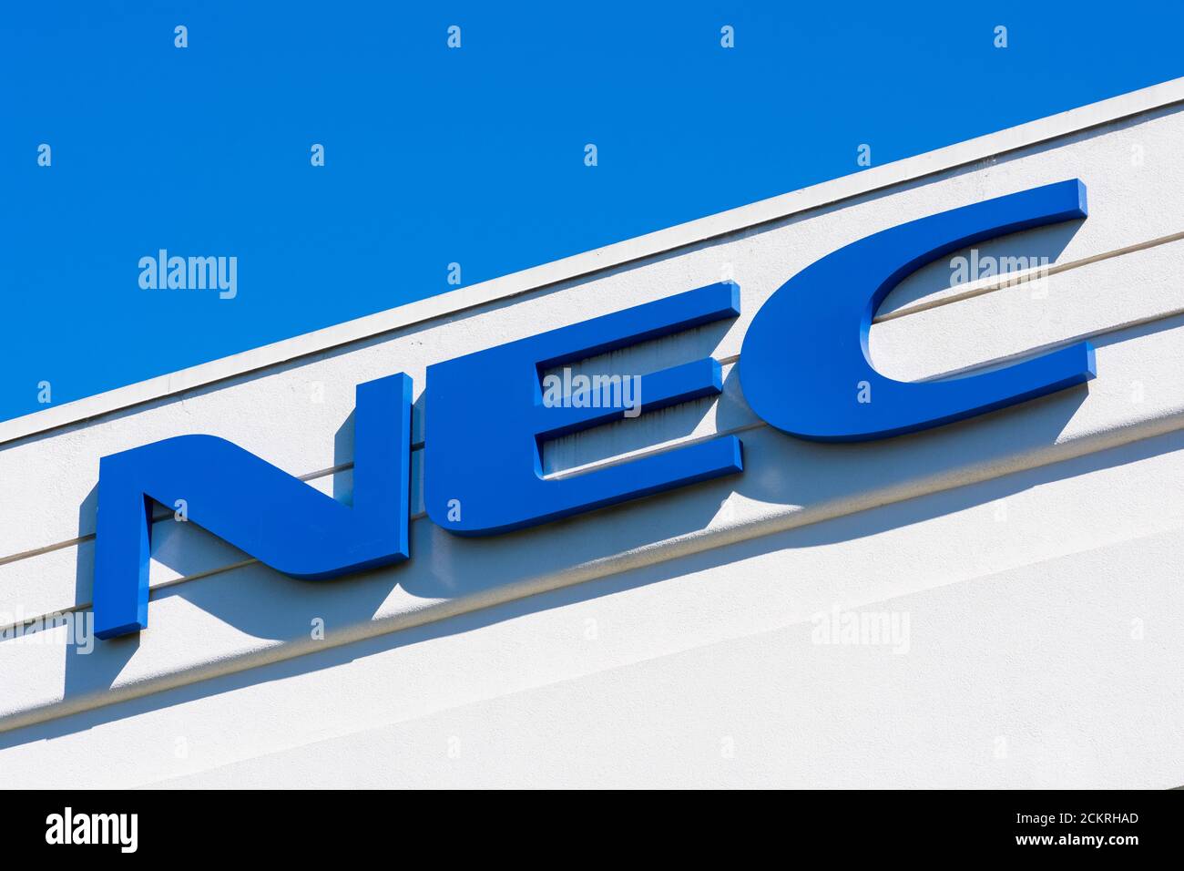 NEC Corporation of America signe sur le campus de la Silicon Valley. NEC Corporation a son siège social à Tokyo, Japon - Santa Clara, Californie, États-Unis Banque D'Images