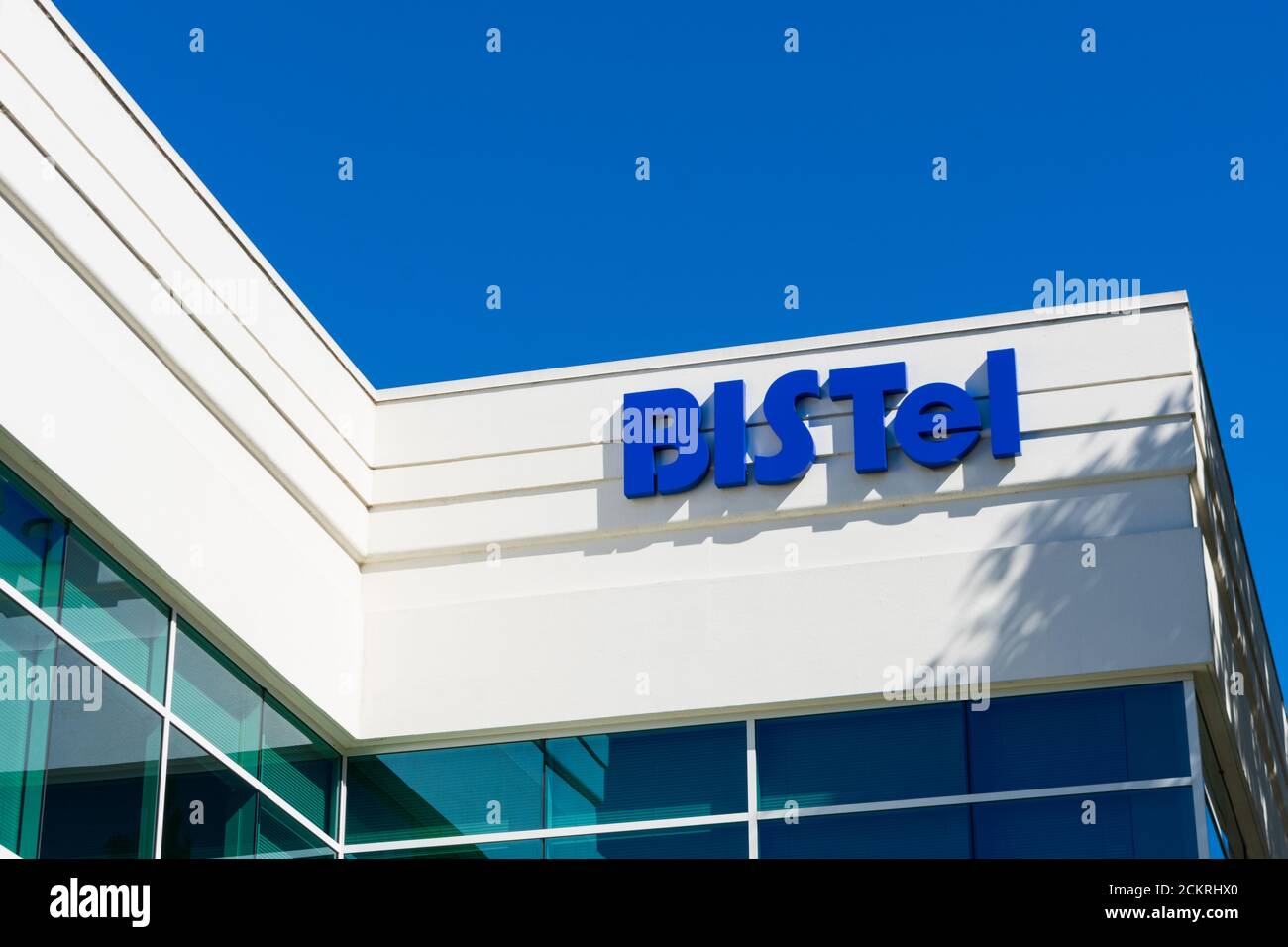 BISTel signe au bureau de la société dans la Silicon Valley. BISTel a son siège social à Séoul, Corée du Sud - Santa Clara, Californie, États-Unis - octobre 2019 Banque D'Images