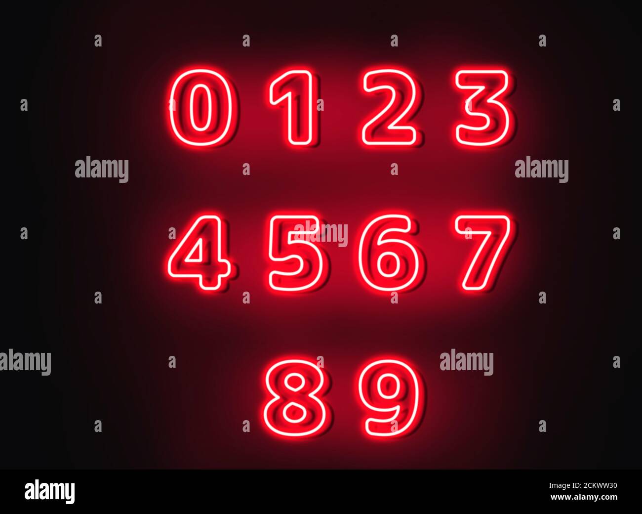 Jeu de numéros au néon rouge Banque D'Images